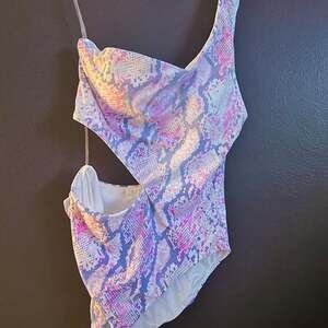 Aqua Swim Snake Print One Shoulder Cutout One Piece Swimsuit Size XS 3127